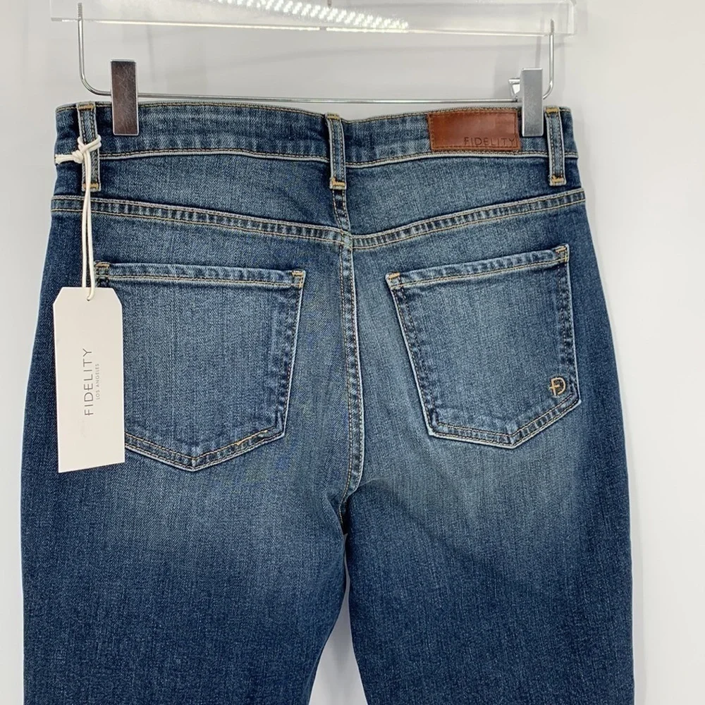 Fidelity Denim Jimi boyfriend jeans Leo ankle women button fly dark wash new 26